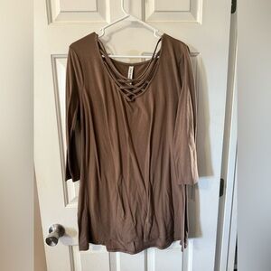Zenana Outfitters Brown Long Sleeve Top